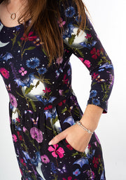 Selvina Bat Floral Print Cotton Midaxi Dress