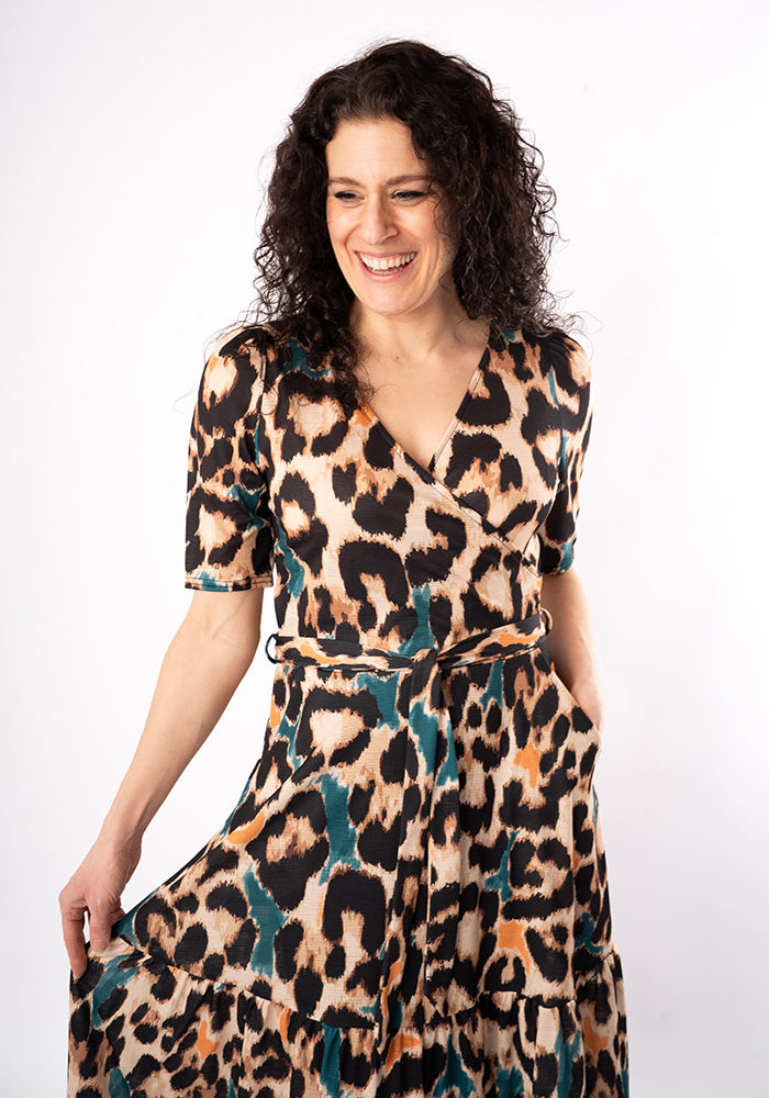 Seventh angle of Sereena Large Scale Animal Print Midaxi Dress