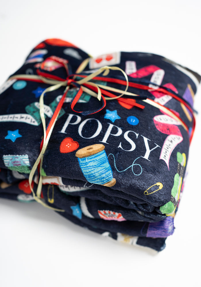 Seventh angle of Sewing &amp; Haberdashery Print Pop-under Plush Blanket