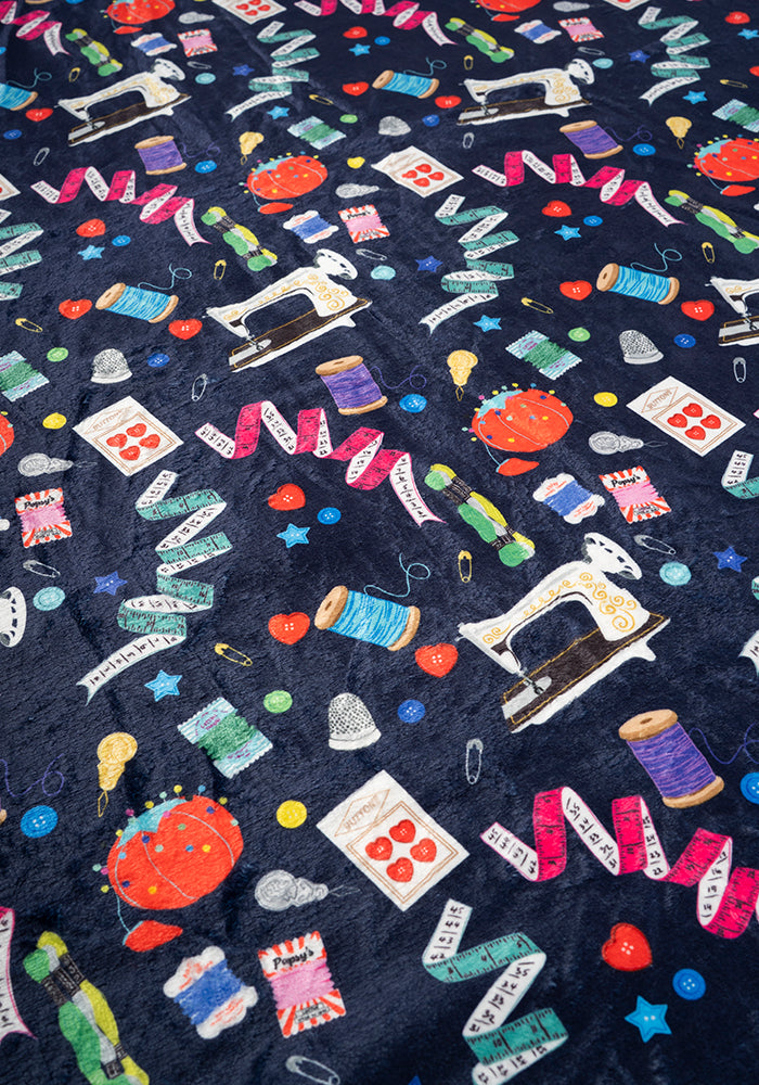 Fifth angle of Sewing &amp; Haberdashery Print Pop-under Plush Blanket