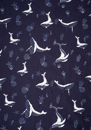 Shaela Whale Print Cotton Midi Dress