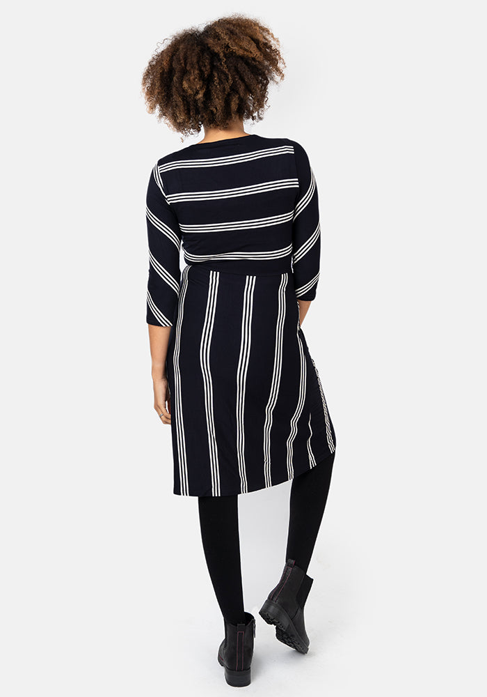 Shanice Navy Stripe Viscose Dress