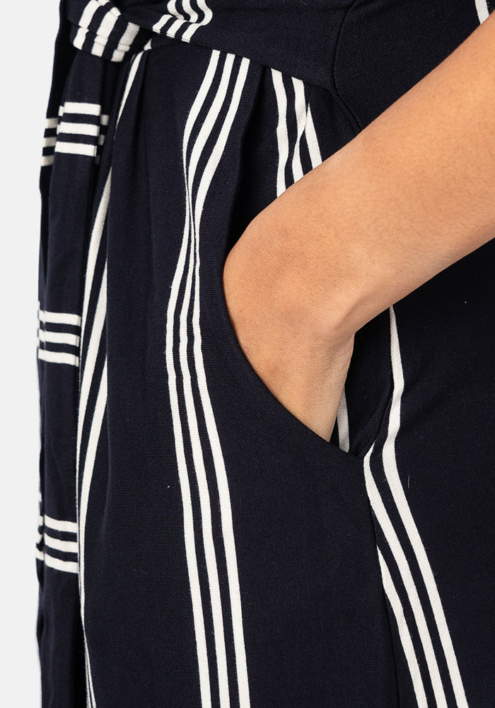 Shanice Navy Stripe Viscose Dress