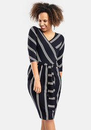 Shanice Navy Stripe Viscose Dress