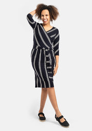 Shanice Navy Stripe Viscose Dress