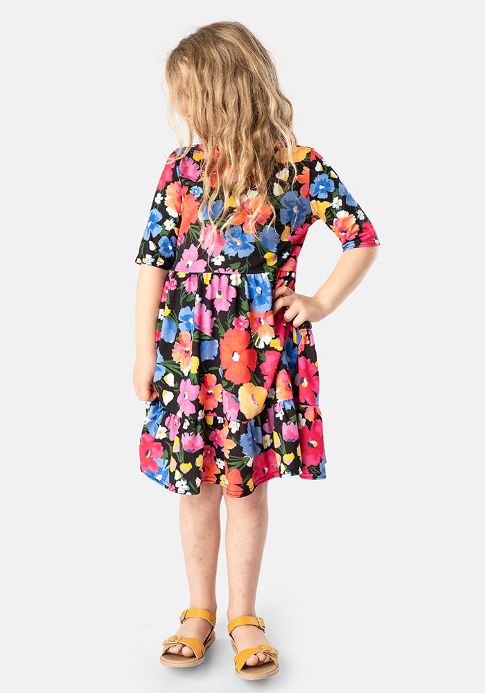 Children's Painted Flowers Print Dress (Shari)