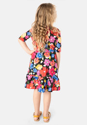 Children's Painted Flowers Print Dress (Shari)