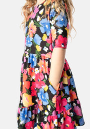 Children's Painted Flowers Print Dress (Shari)