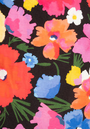 Shari Painted Flowers Print Tiered Hem Dress