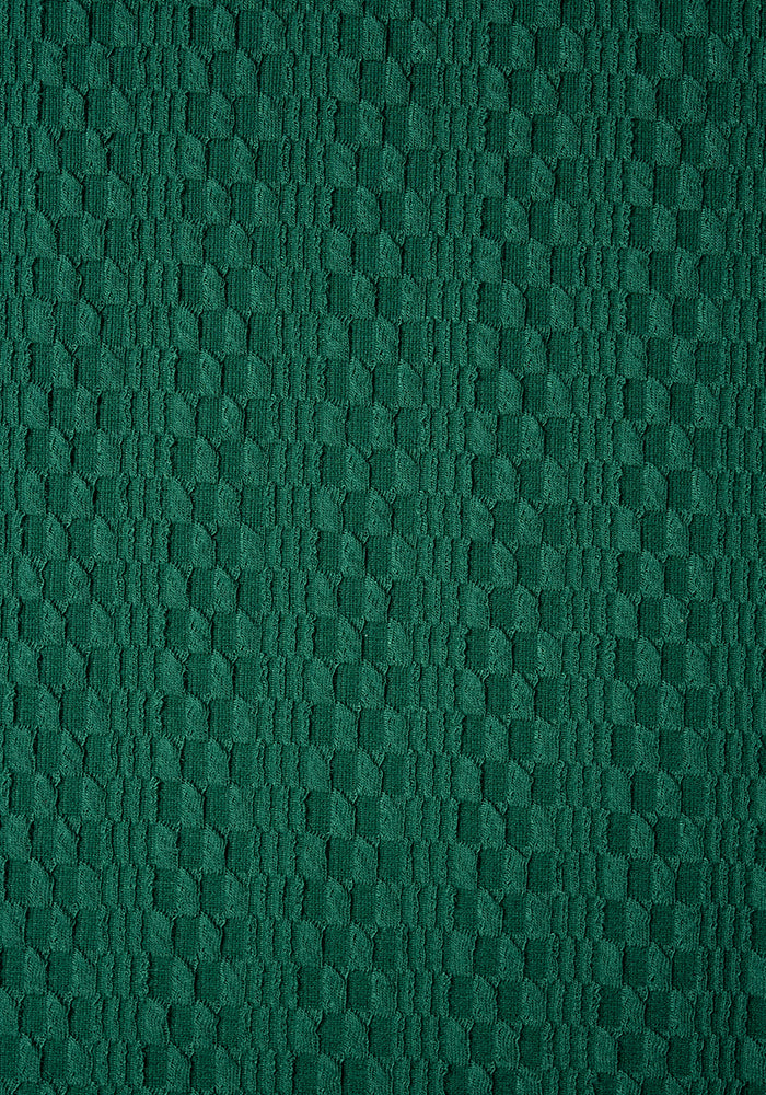 Sheena Green Textured Jacquard Tie Waist Dress
