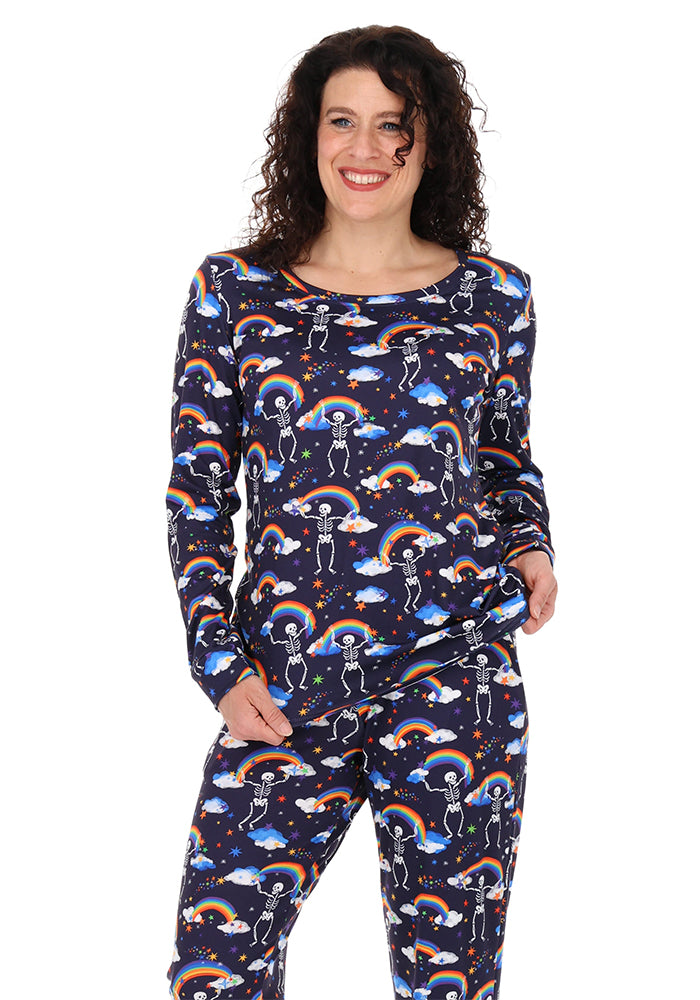 Shelbie Dancing Skeletons &amp; Rainbow Print Pyjama Set