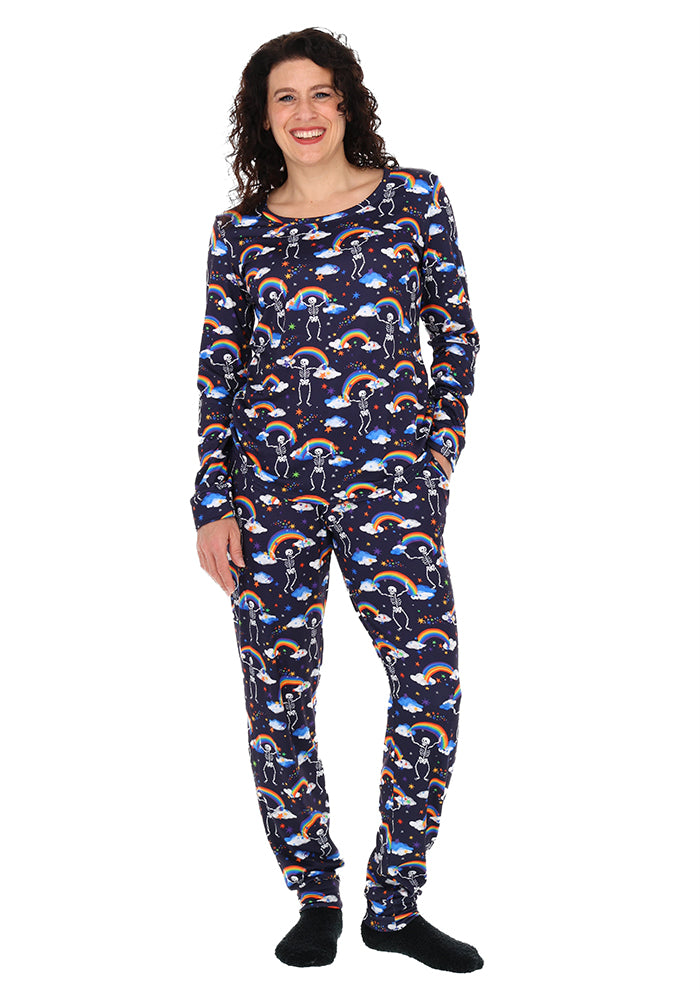 Shelbie Dancing Skeletons &amp; Rainbow Print Pyjama Set