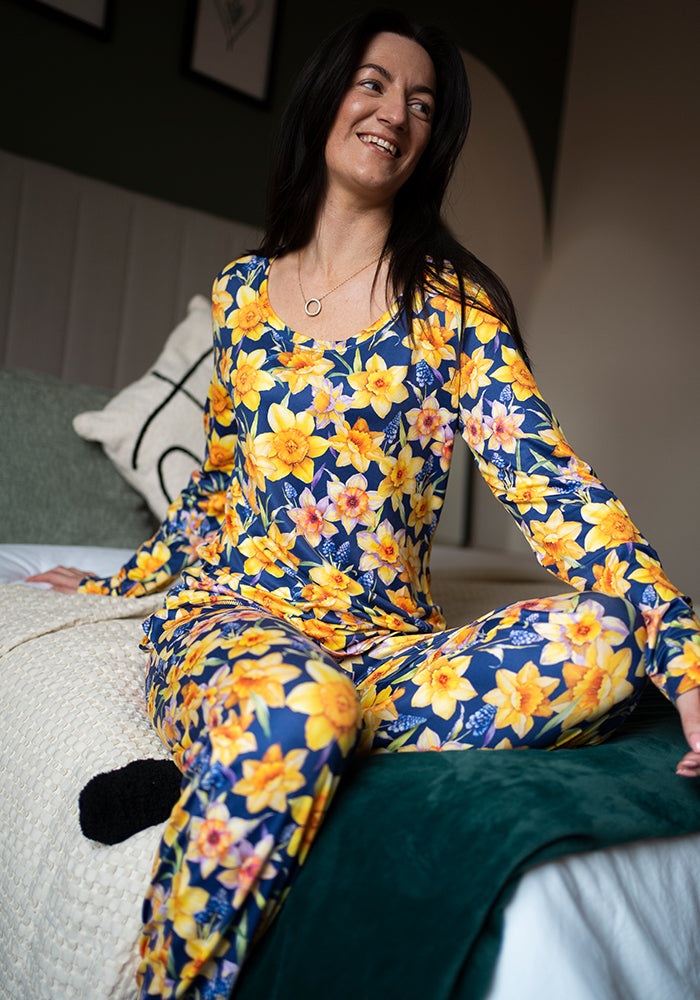 Fourth angle of Shelbie Daffodil Print Narrow Leg Pyjama Set