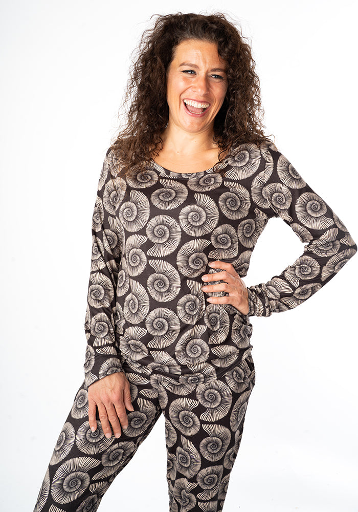 Fifth angle of Shelbie Fossil Print Pyjama Set