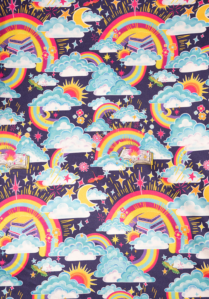 Second angle of Shelbie Rainbow Books Print Pyjama Set, our peach skin nightwear fabric is designed with comfort in mind.
