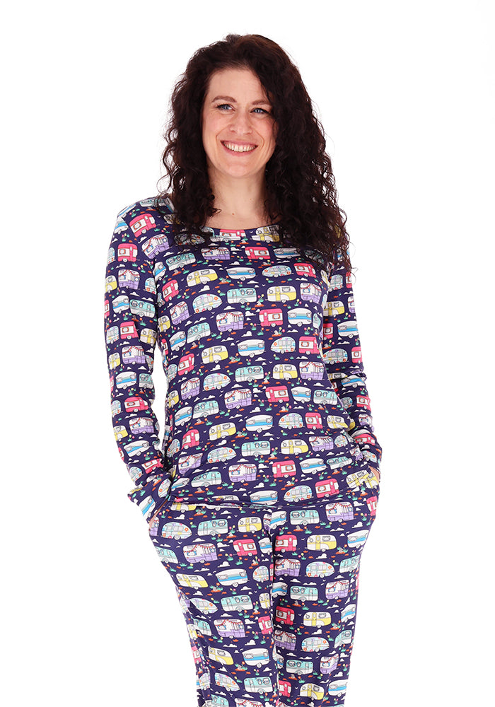 Fourth angle of Shelbie Vintage Caravan Print Pyjama Set