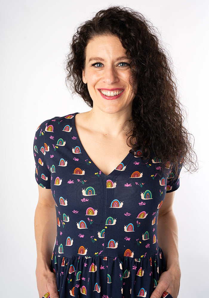 Eleventh angle of Shellie Rainbow Snails Print Cotton Midi Dress