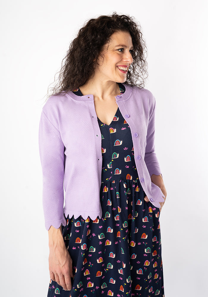 Eighth angle of Shellie Rainbow Snails Print Cotton Midi Dress