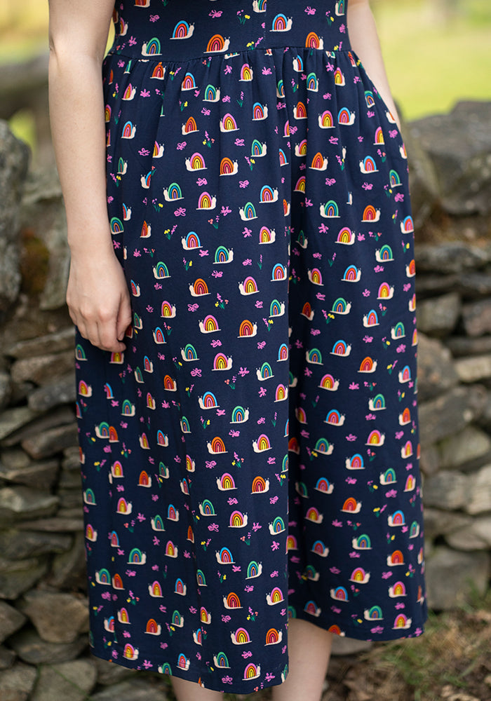 Tenth angle of Shellie Rainbow Snails Print Cotton Midi Dress