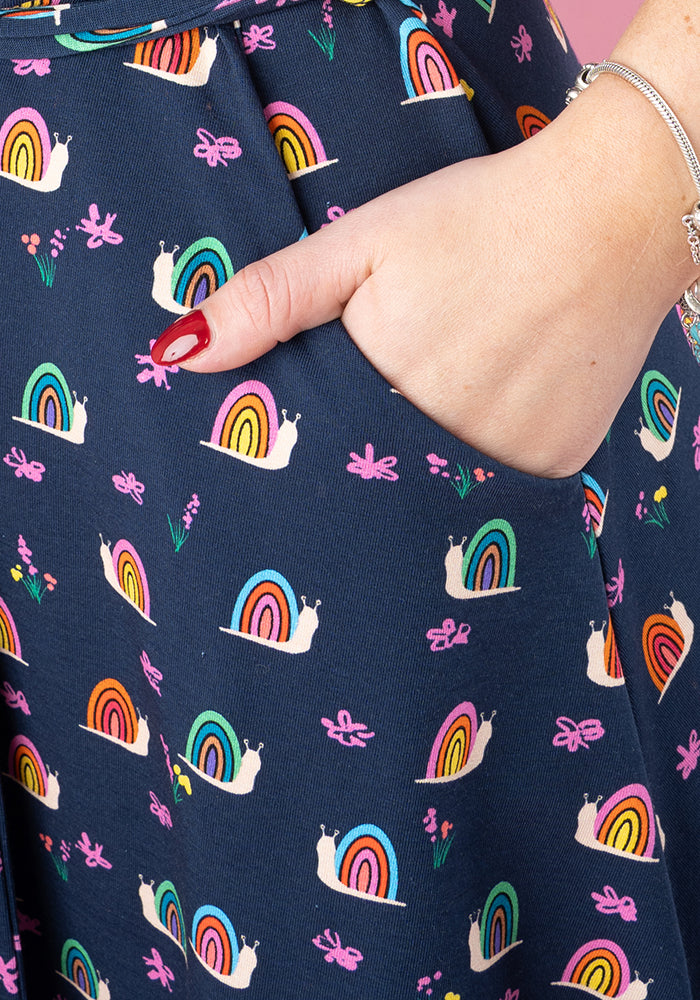 Third angle of Sheridan Rainbow Snails Print Cotton Dress