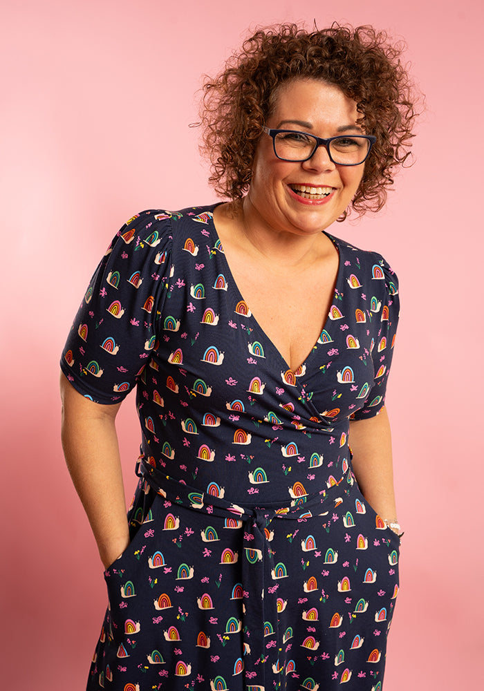 Tenth angle of Sheridan Rainbow Snails Print Cotton Dress