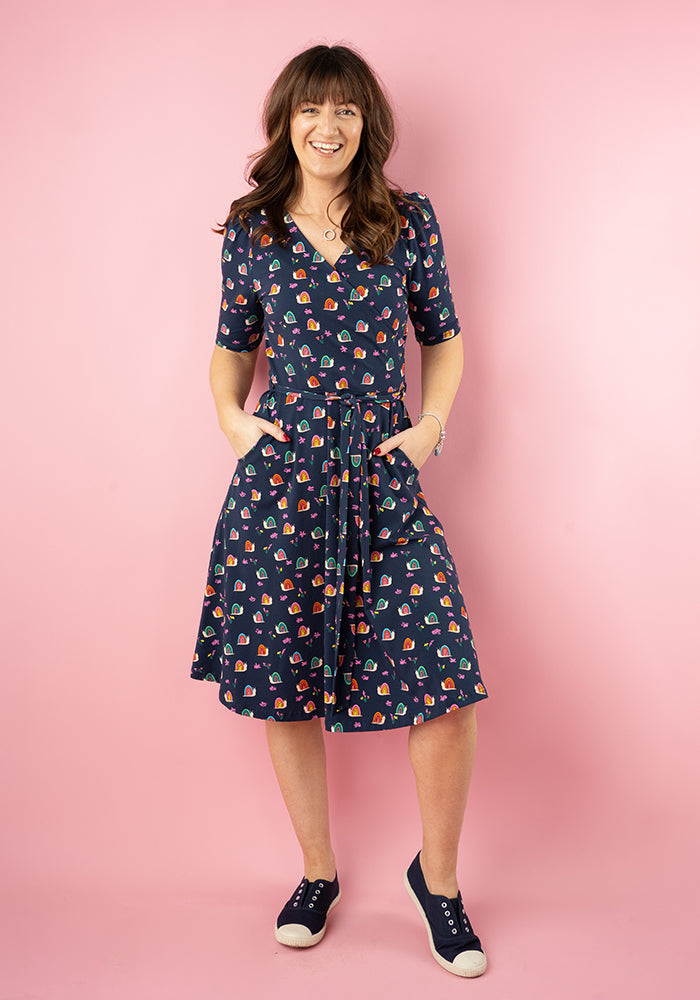 Ninth angle of Sheridan Rainbow Snails Print Cotton Dress