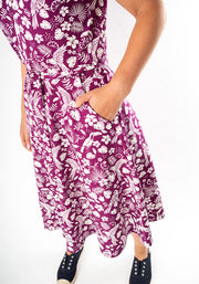 Shiloh Purple Paradise Print Cotton Dress