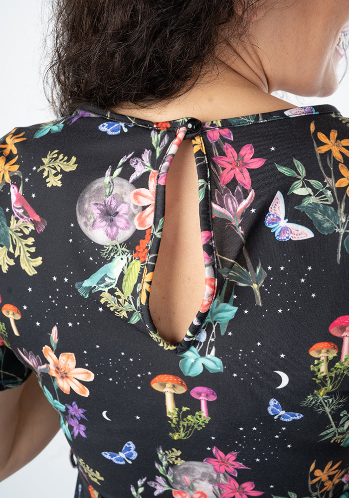 Eighth angle of Sibry Midnight Botanical Print Culotte Leg Jumpsuit