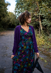 Silvana Multicoloured Web Print Cotton Midi Dress