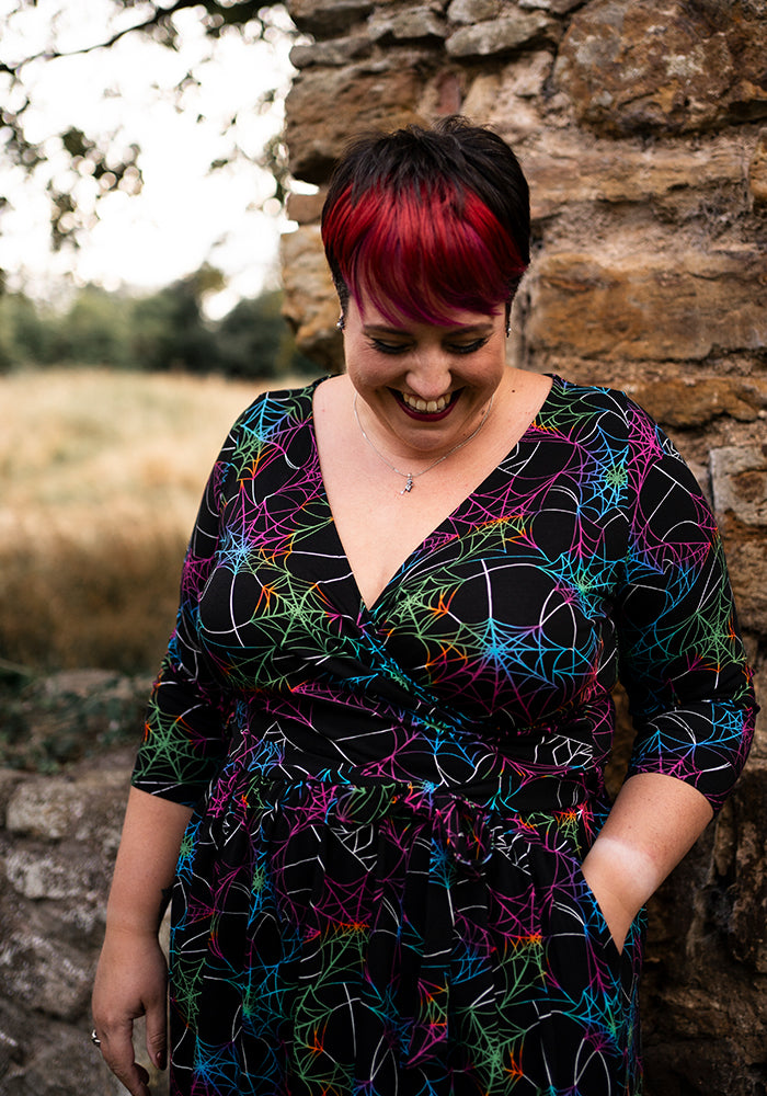 Silvana Multicoloured Web Print Cotton Midi Dress