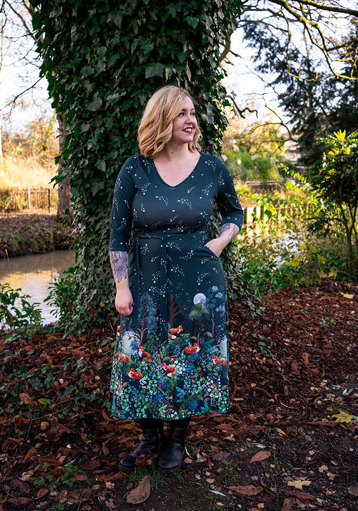Silvie Fox Border Print Midi Dress