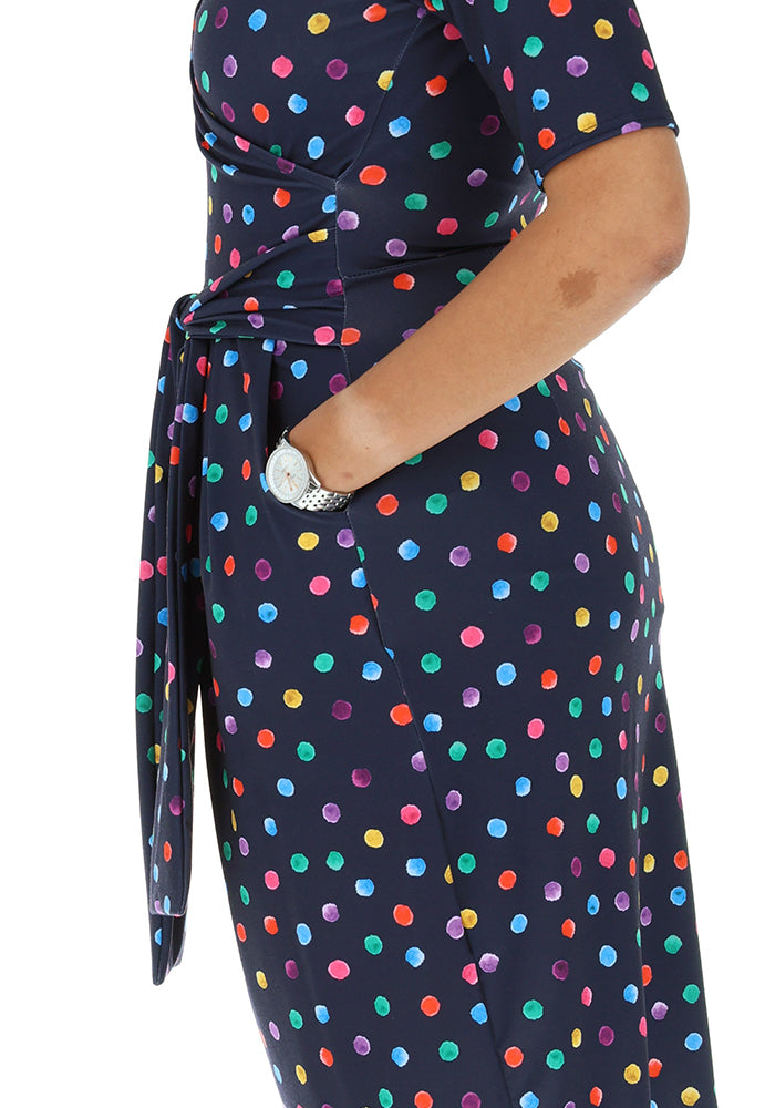 Fourth angle of Sima Multicoloured Spot Print Jersey Dress