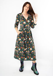 Sinclair Green Spell Caster Print Cotton Midi Dress