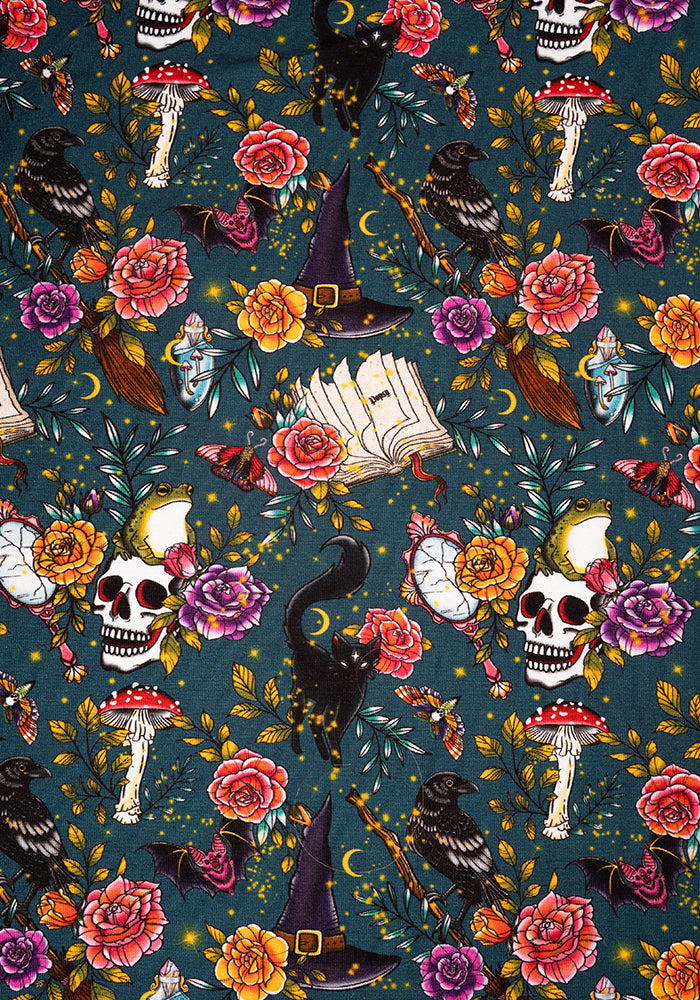 Sinclair Green Spell Caster Print Cotton Midi Dress
