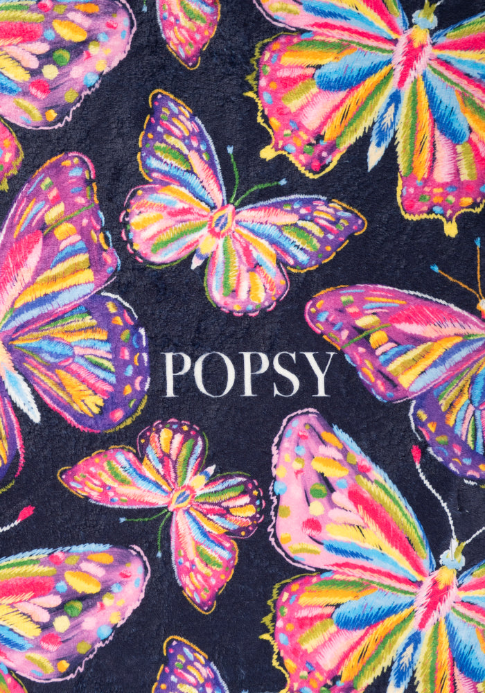 Sixth angle of Sketched Butterfly Print Pop-under Plush Blanket