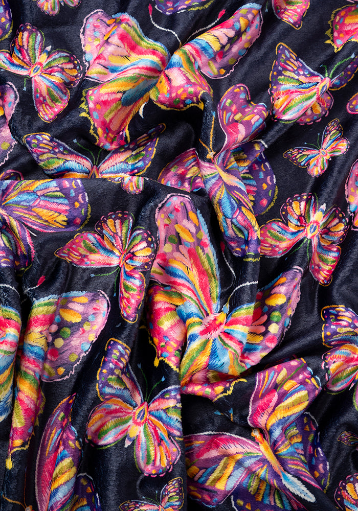 Second angle of Sketched Butterfly Print Pop-under Plush Blanket