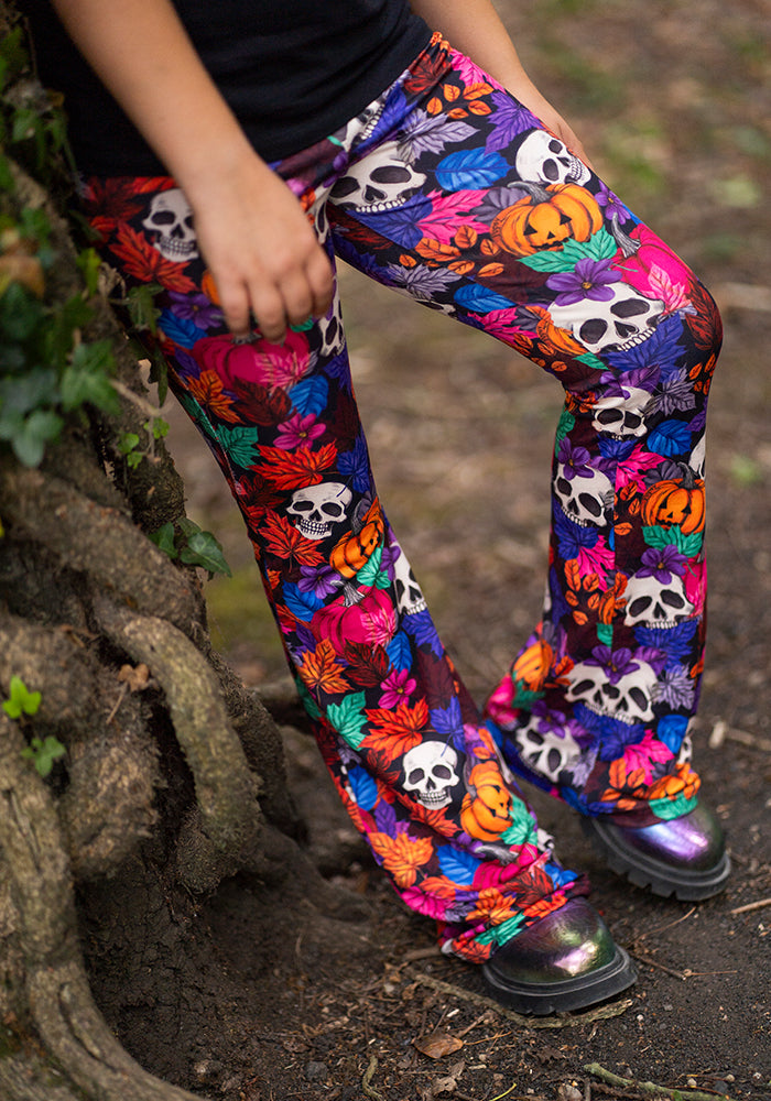 Pumpkin & Skull Print Children's Flare Leggings