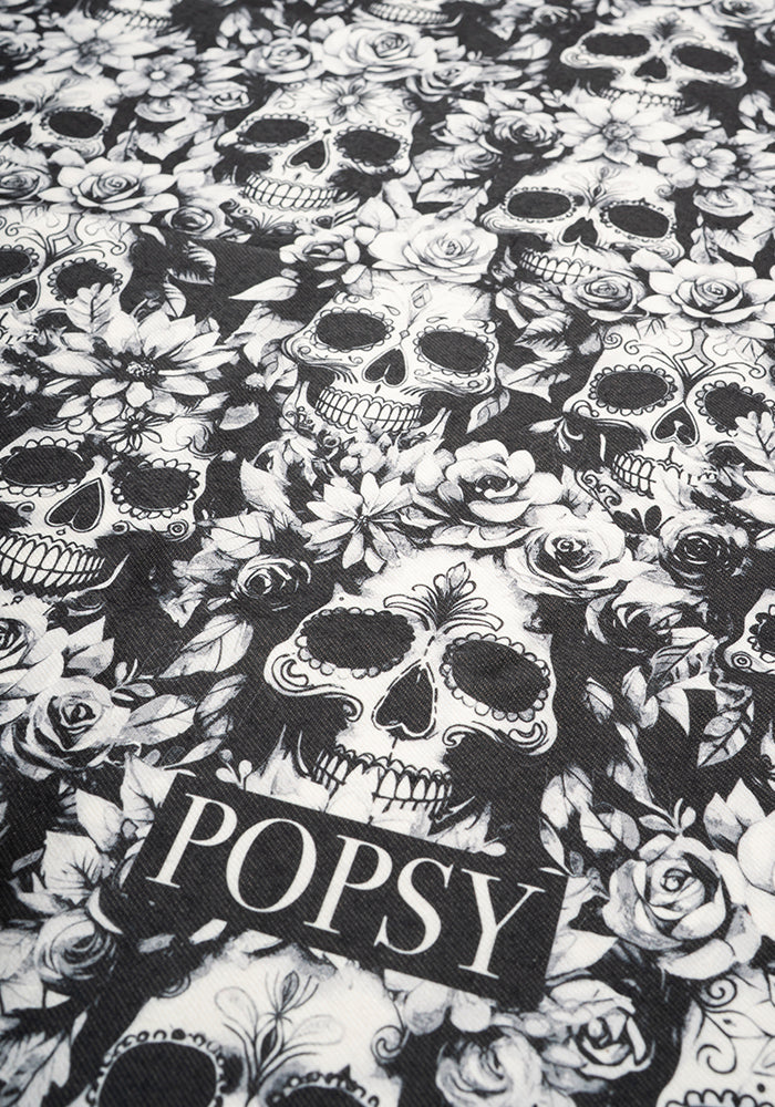 Fourth angle of Mono Skulls Print Tea Towel