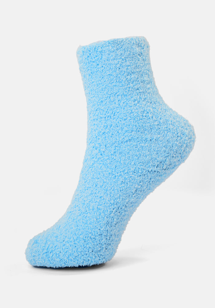 Front view of Sky Blue Fluffy Socks