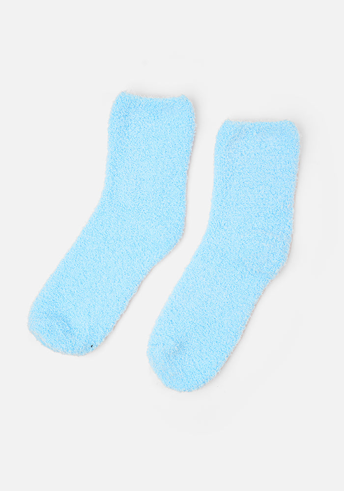 Third angle of Sky Blue Fluffy Socks