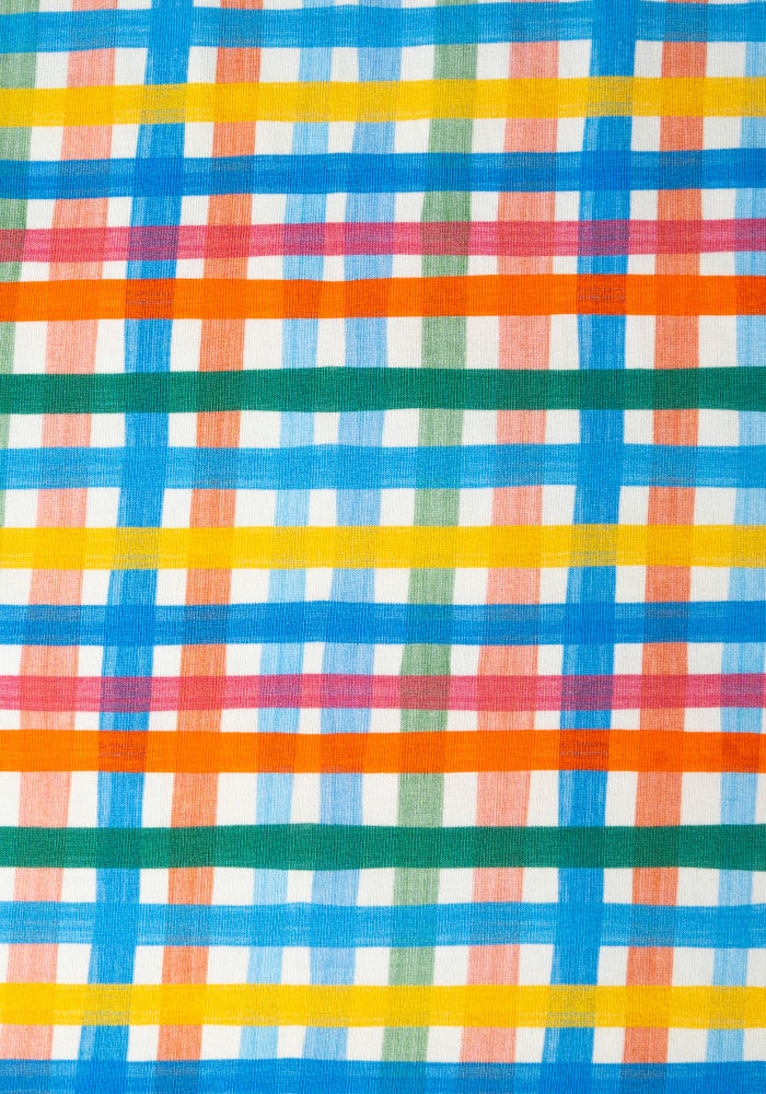Skye Summer Painted Check Print Cotton Midaxi Dress
