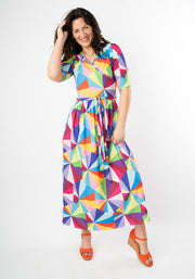 Skyler Sun Burst Geo Print Midaxi Dress