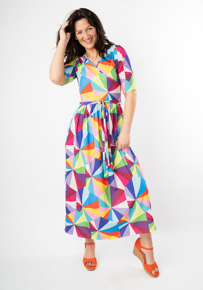 Skyler Sun Burst Geo Print Midaxi Dress