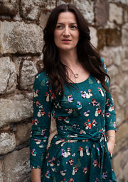 Snowball Penguins Print Cotton Midi Dress