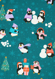 Snowball Penguins Print Cotton Midi Dress