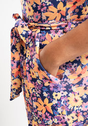 Sofia-Rose Purple Floral Print Culotte Leg Jumpsuit