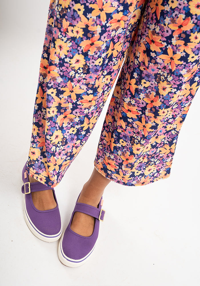 Sofia-Rose Purple Floral Print Culotte Leg Jumpsuit