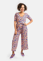 Sofia-Rose Purple Floral Print Culotte Leg Jumpsuit