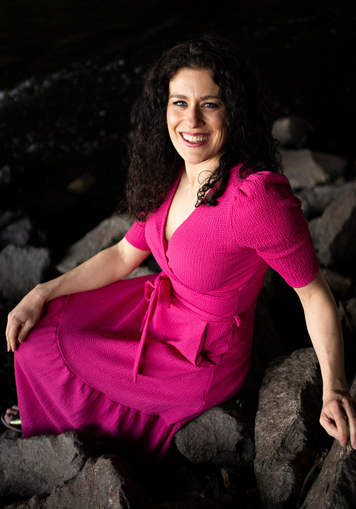 Eighth angle of Sol Cerise Crinkle Tiered Hem Midaxi Dress