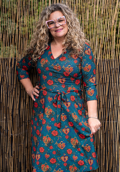 Sophiette Lock and Key Tattoo Print Dress